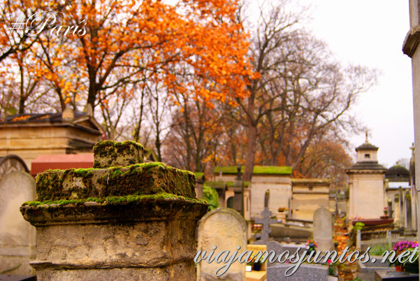 Colores otoñales en los cementerios de París. Cementerios de París, Montmarte. Francia