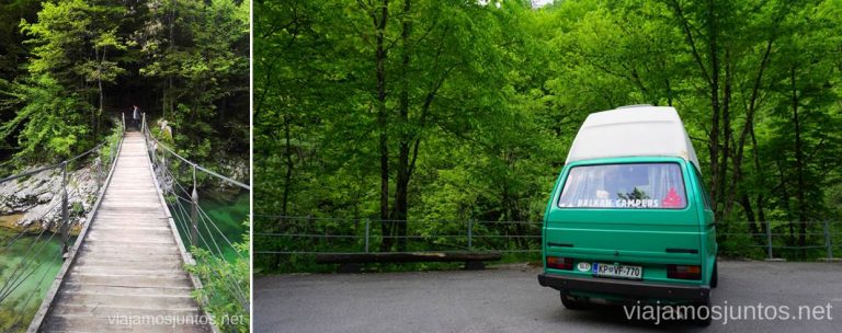 Divje Jezero: parking y puente colgante. Qué ver y hacer en Idrija Eslovenia #EsloveniaJuntos