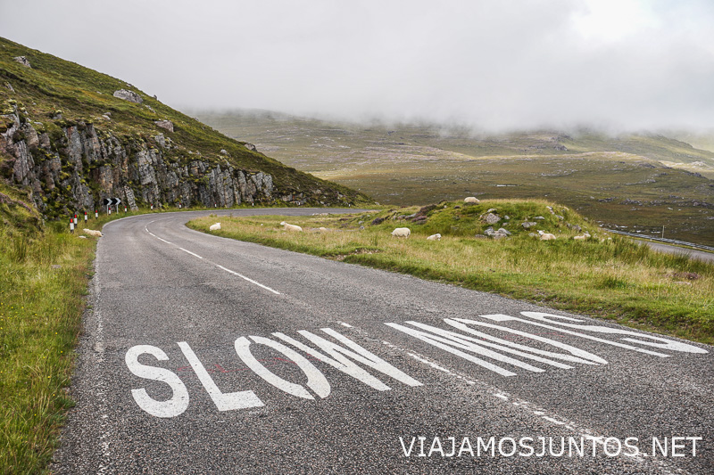 Carretera de las Highlands de Escocia para viajar en coche y ahorrar combustible.