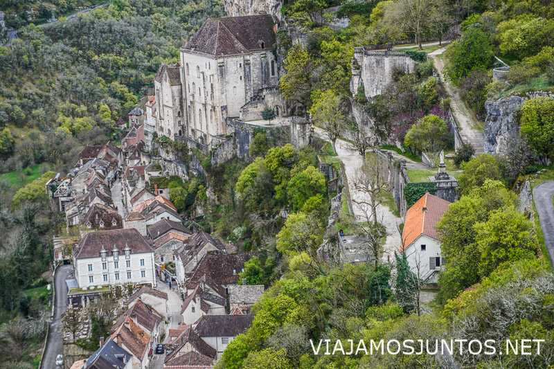 Rocamadour visto desde un mirador del valle